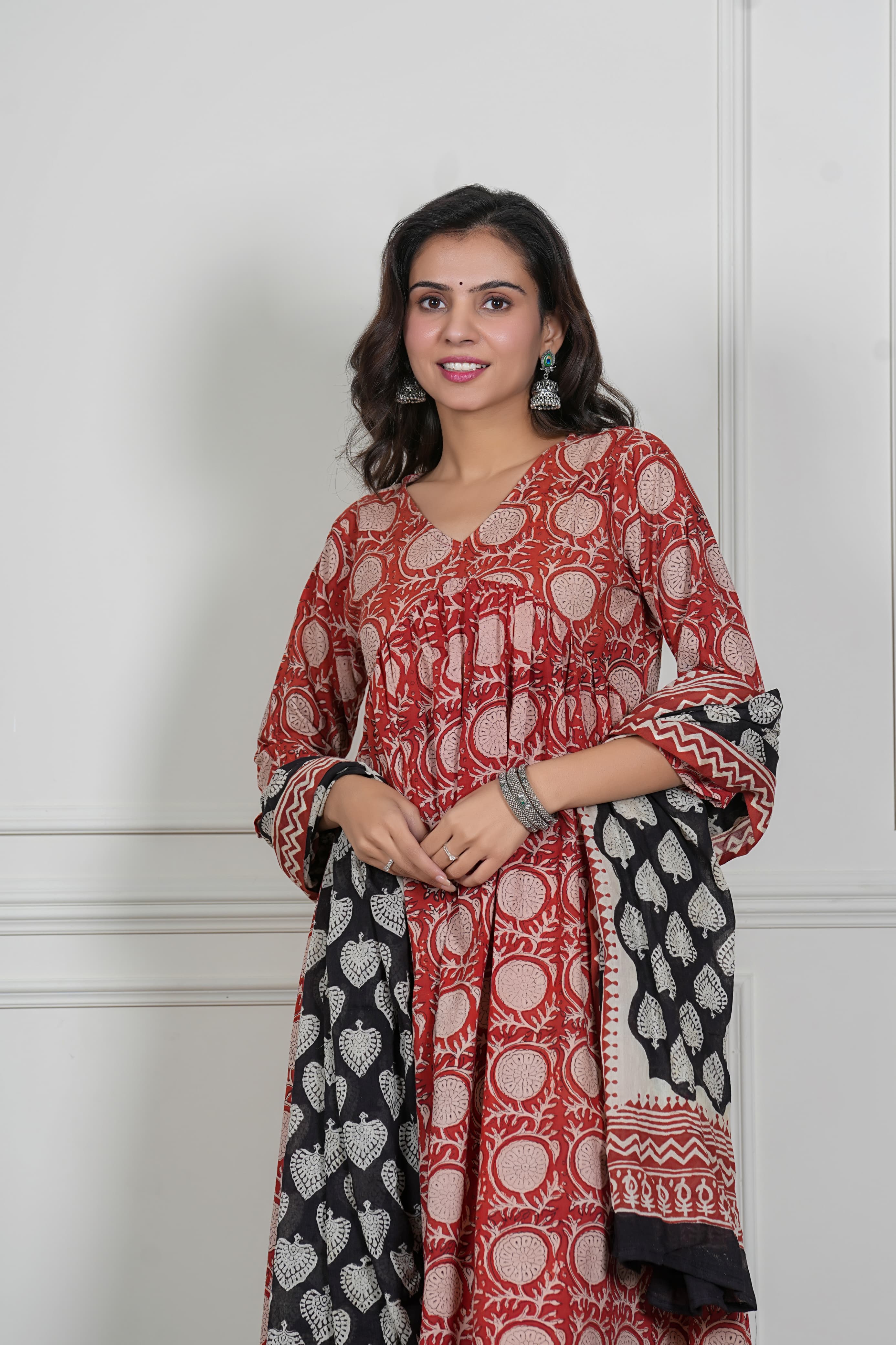 NEW COLLECTION OF  HANDBLOCK PRINTED ANARKALI 3PC SET