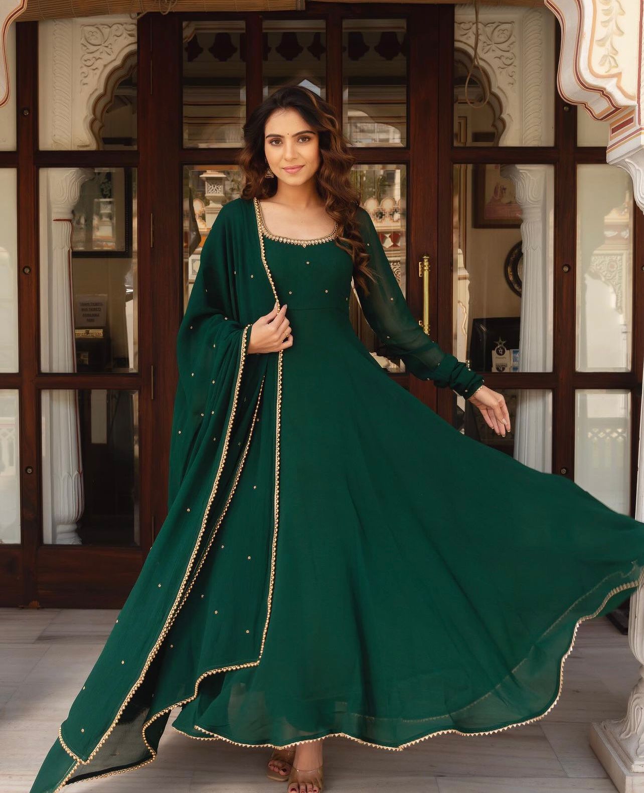 🔥❤️New Launching super Hit plus size Georgette beautiful gown with duppta.❤️🔥