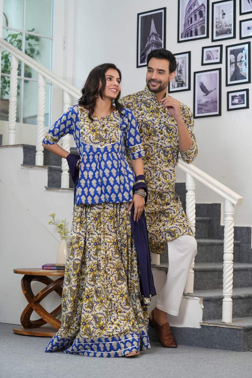 Couple Dress Collection of Lehenga Choli & Gent's Kurta Payzama