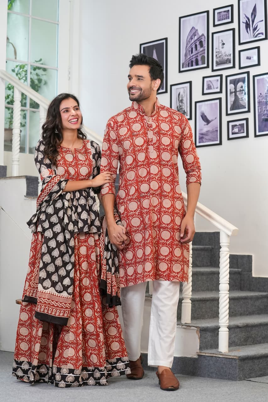 Couple Dress Collection of Lehenga Choli & Gent's Kurta Payzama