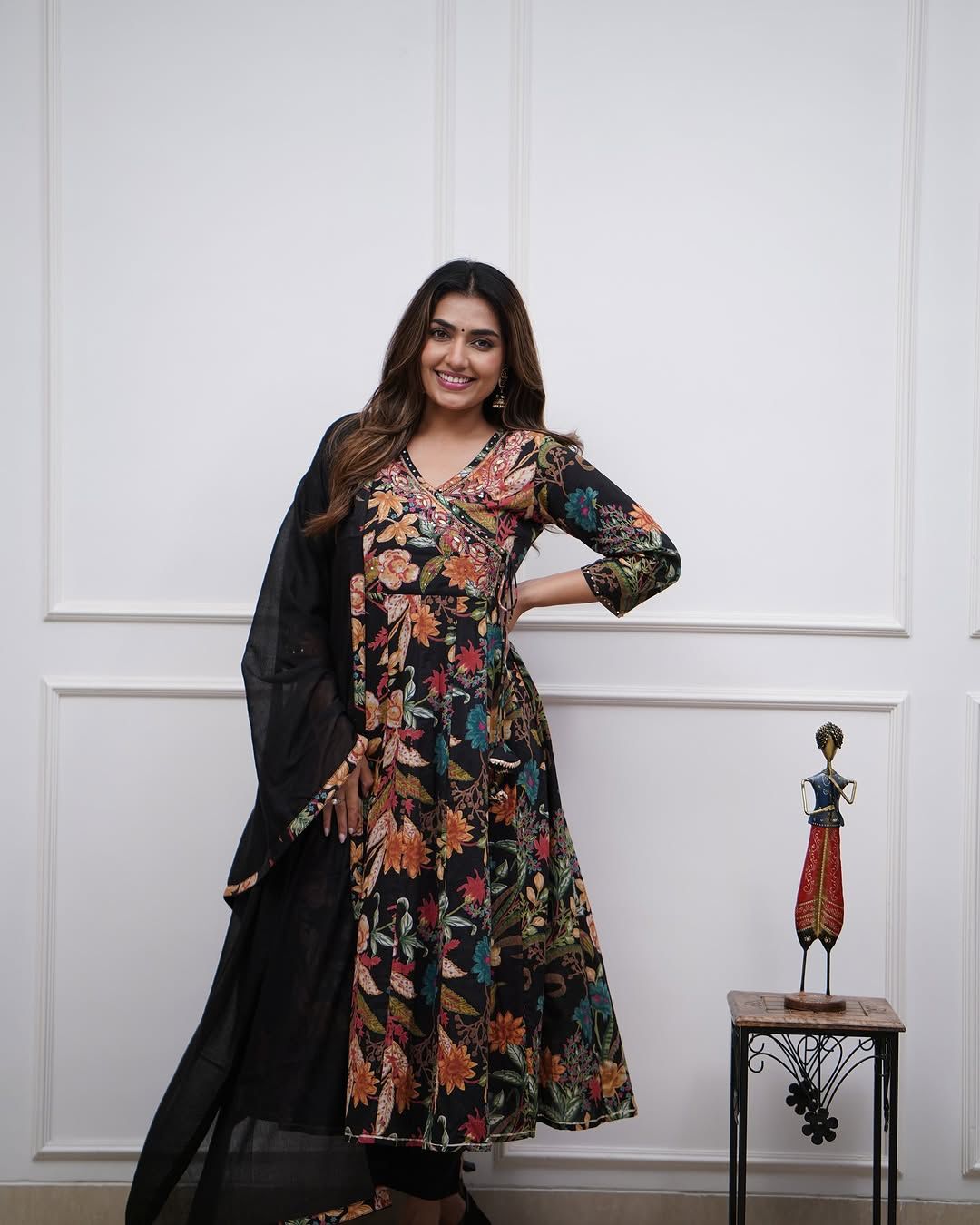 Look beautiful in our new cotton Anarkali duppata pant sets with work detailing for all day comfort