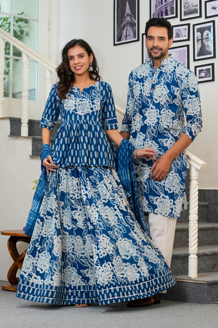 Couple Dress Collection of Lehenga Choli & Gent's Kurta Payzama